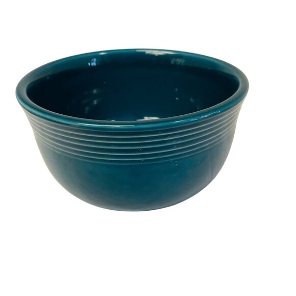 Fiesta Homer Laughlin USA Teal Mixing Bowl Ribbed Stoneware Kitchenware 3" x 6" - Picture 7 of 9